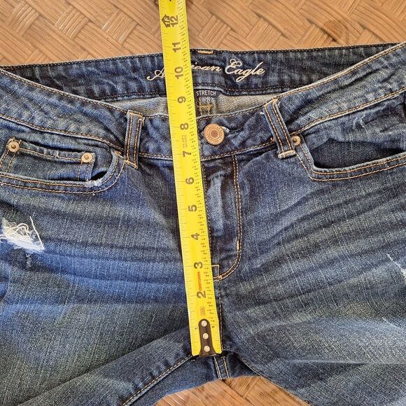 American Eagle Outfitters Denim  Shorts Stretch Distressed Modest Length 12 - Picture 5 of 12
